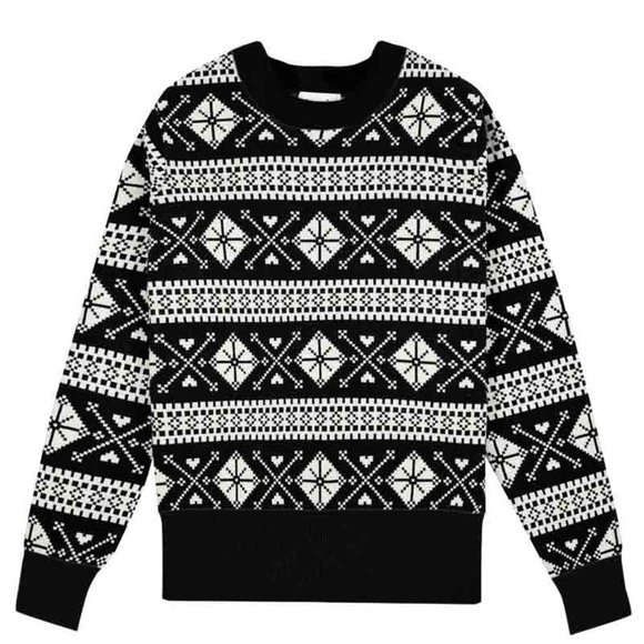 Joanie Enni Fair Isle Knit Jumper in Black US size Medium NWT - Picture 1 of 9